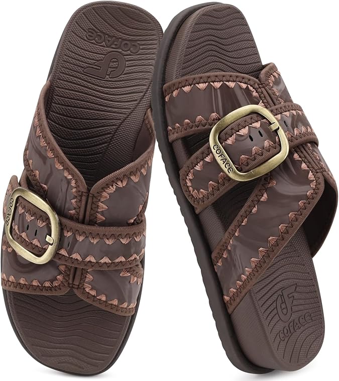 Womens Slide Sandals with Arch Support 2026 Ladies Woman Orthopedic Slides Comfortable Slip On Fashion Sandal