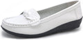 Women's Flats Casual Leather Loafer Ladies Slip-On White Flat Shoes for Women