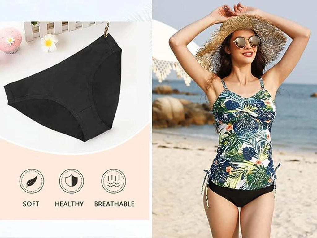 Tankini Sets Women's Modest Padded Swimsuit Top Brief Summer Swimwear