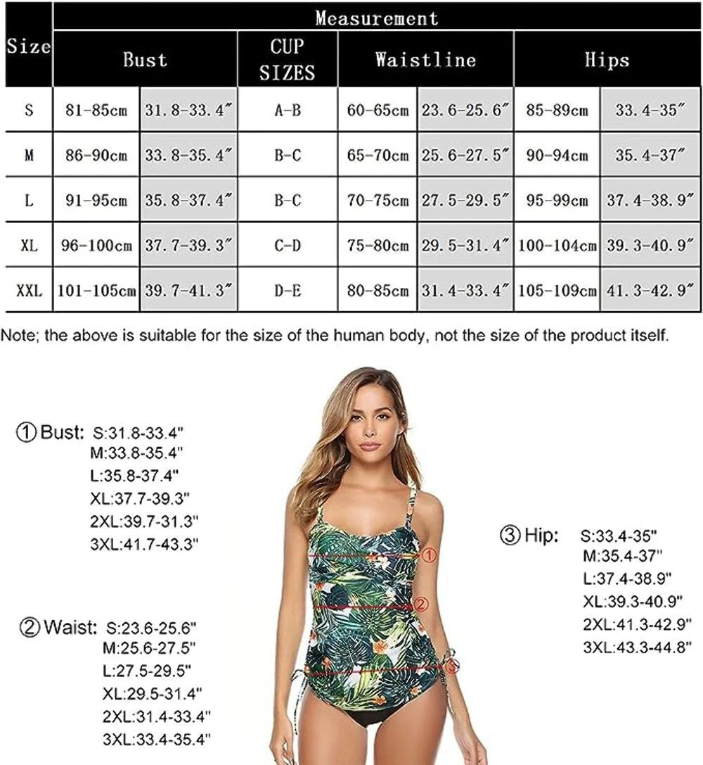 Tankini Sets Women's Modest Padded Swimsuit Top Brief Summer Swimwear