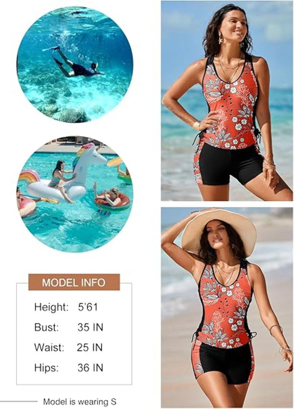 Dokotoo Women's Tankini Sets Two Piece Tops with Shorts Swimsuits for Women