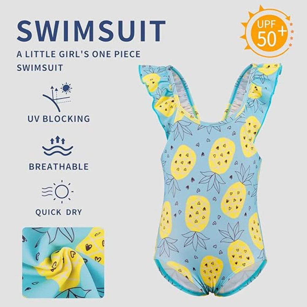 TIZAX Girl's Swimming Costume Toddler One Piece Swimsuit Little Kids Bathing Suit 2-4 yrs